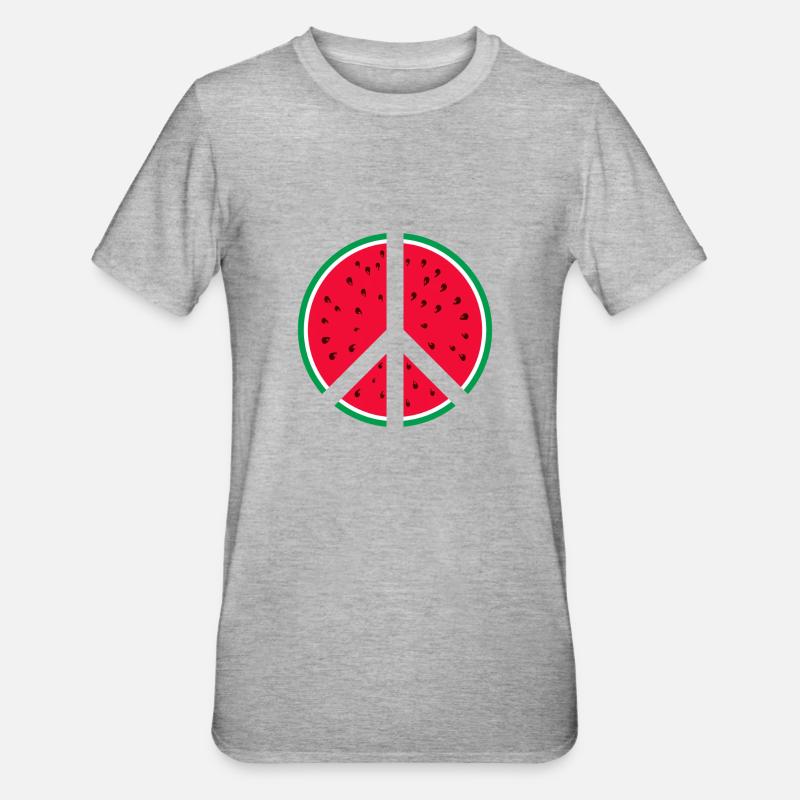 Signe de paix pastèque - T-shirt polycoton Unisexe - gris chiné