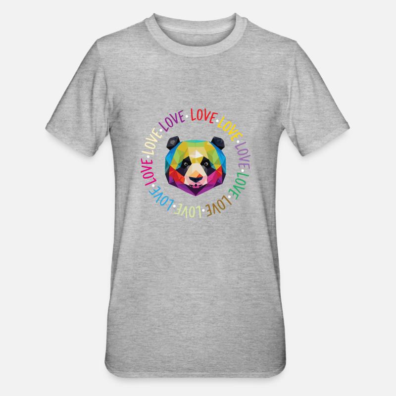 Panda de l'amour - T-shirt polycoton Unisexe - gris chiné