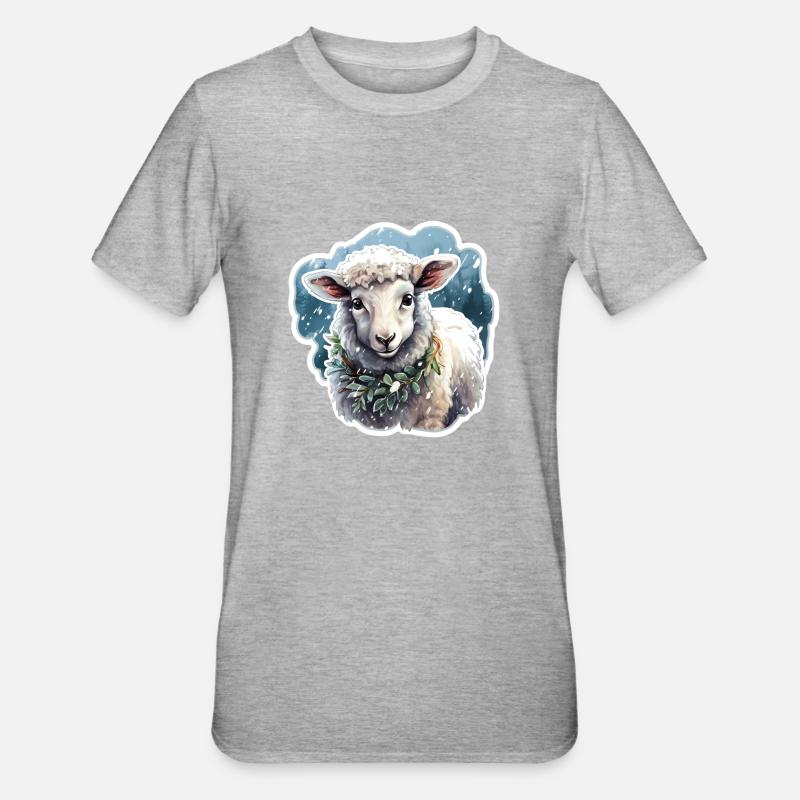 Lämmchen im Schnee - Unisex Polycotton T-Shirt - Grau meliert
