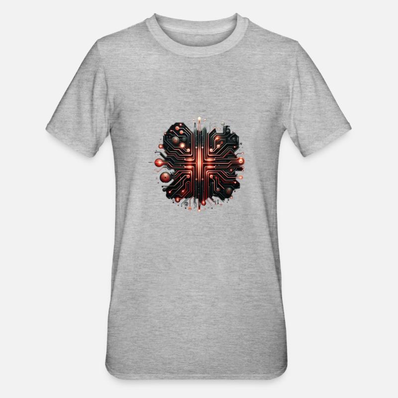 Computer Chip - Unisex Polycotton T-Shirt - Grau meliert