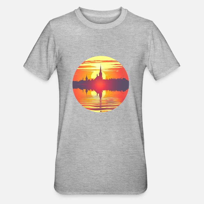 Flensburg Skyline - Unisex Polycotton T-Shirt - heather grey