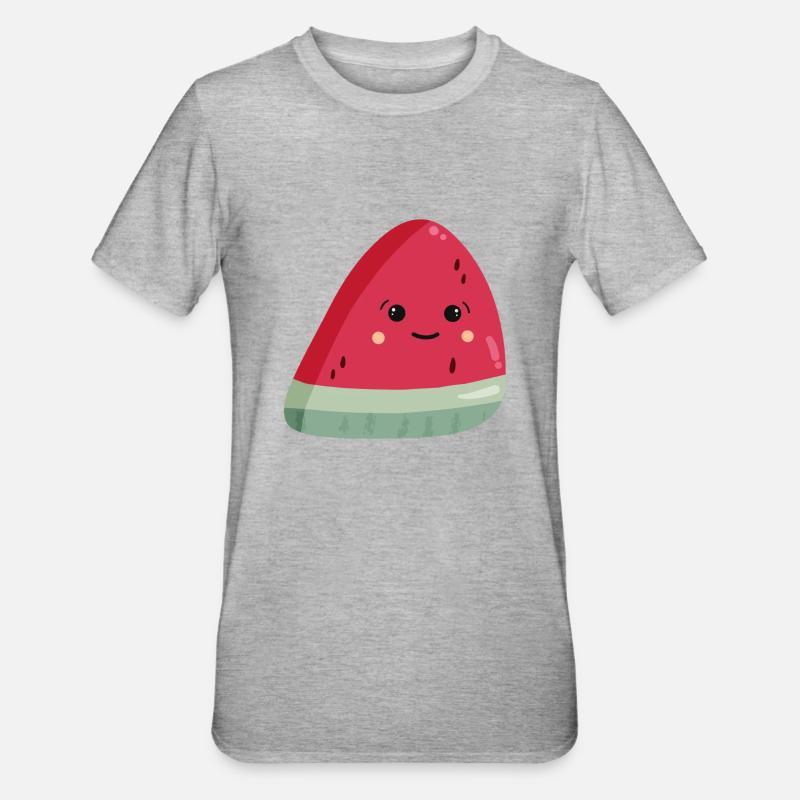 Pastèque Kawaii - T-shirt polycoton Unisexe - gris chiné