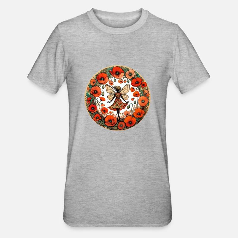 Fée Fleur De Coquelicot - T-shirt polycoton Unisexe - gris chiné
