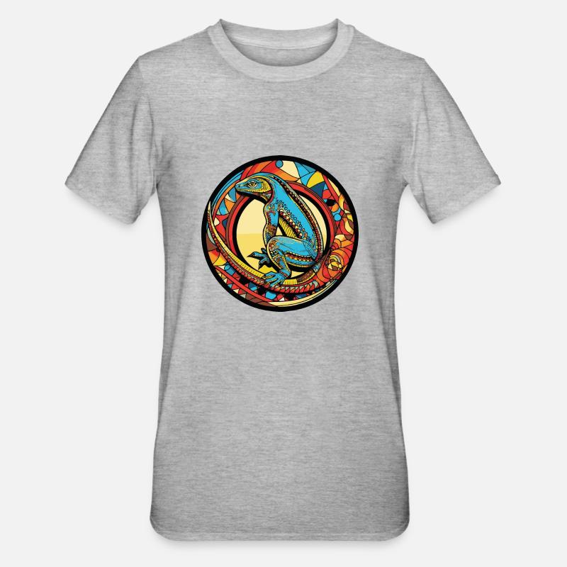 Bande dessinée Lézard - T-shirt polycoton Unisexe - gris chiné