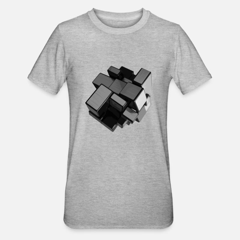 Silver-grey unstructured cube in perspective - Unisex Polycotton T-Shirt - heather grey