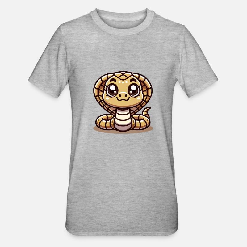 Kobra Schlange Comic - Unisex Polycotton T-Shirt - Grau meliert