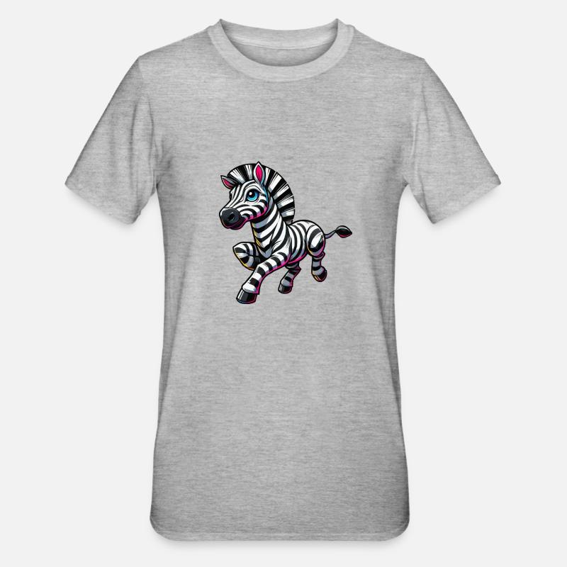 zebra comic - Unisex Polycotton T-Shirt - Grau meliert