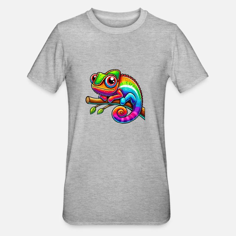 chamäleon comic - Unisex Polycotton T-Shirt - Grau meliert