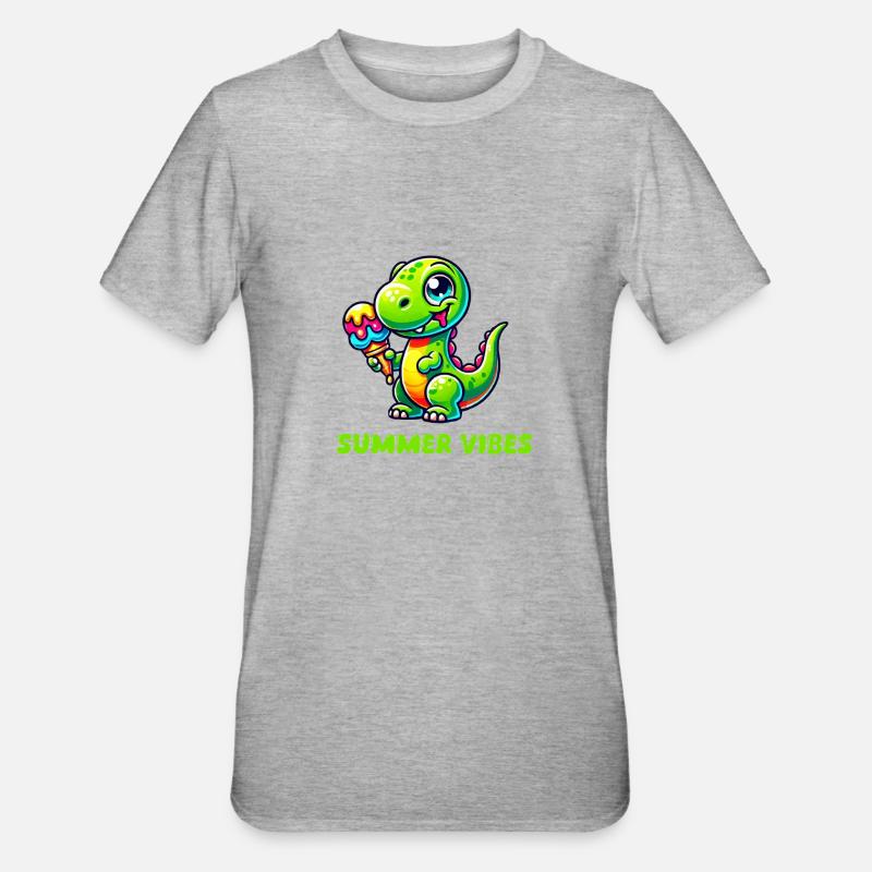 dino comic eis - Unisex Polycotton T-Shirt - Grau meliert