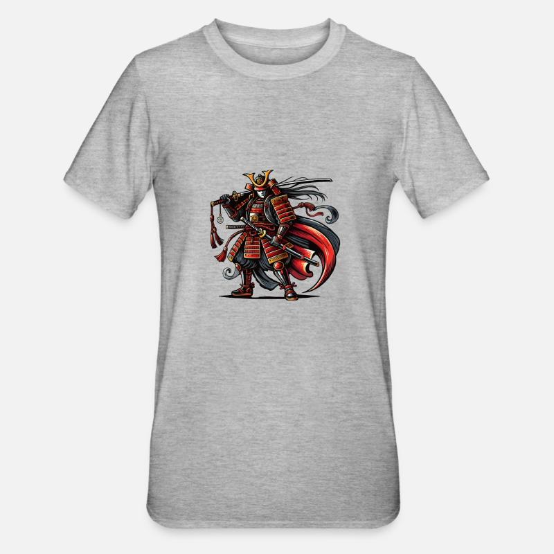 Samurai Comic - Unisex Polycotton T-Shirt - heather grey