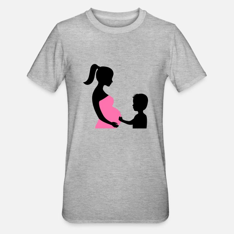 Schwanger mit Sohn - Unisex Polycotton T-Shirt - Grau meliert