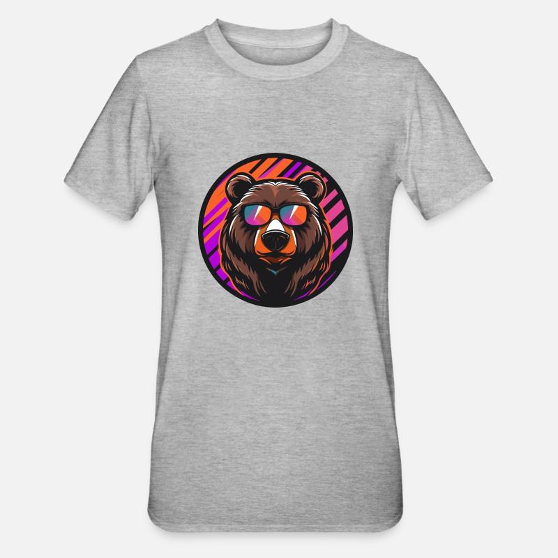 Bear Comic Cool - Unisex Polycotton T-Shirt - heather grey