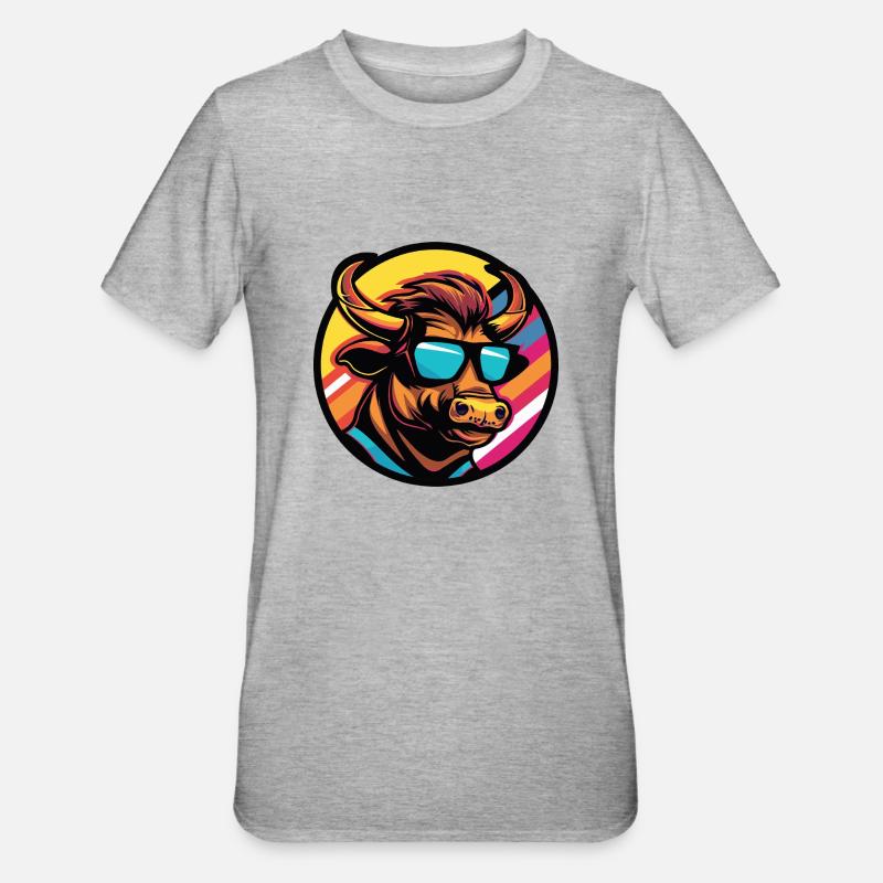 Taurus Comic Cool Bull - Unisex Polycotton T-Shirt - heather grey