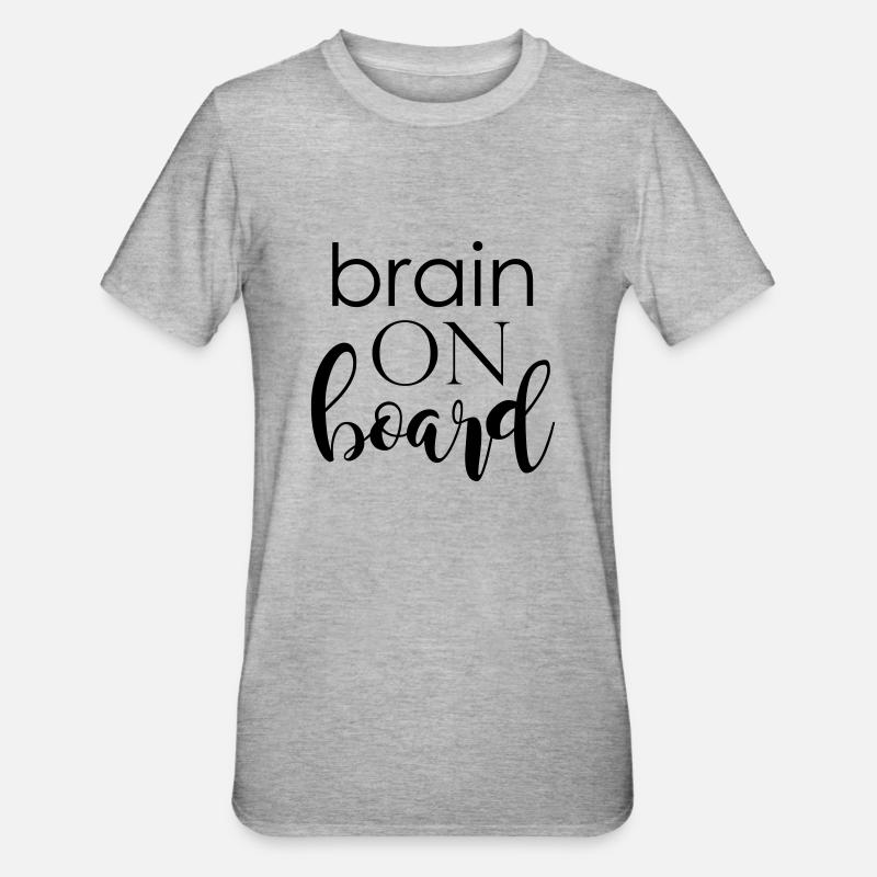 brain on board - Unisex Polycotton T-Shirt - Grau meliert