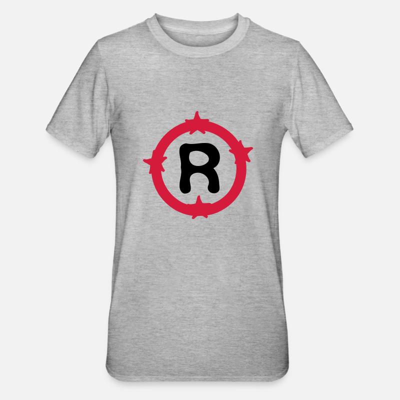 Letter R & Circle shapes pattern - Unisex Polycotton T-Shirt - heather grey