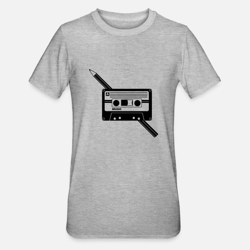 Kassette Stift Audio Tape Pencil - T-shirt polycoton Unisexe - gris chiné