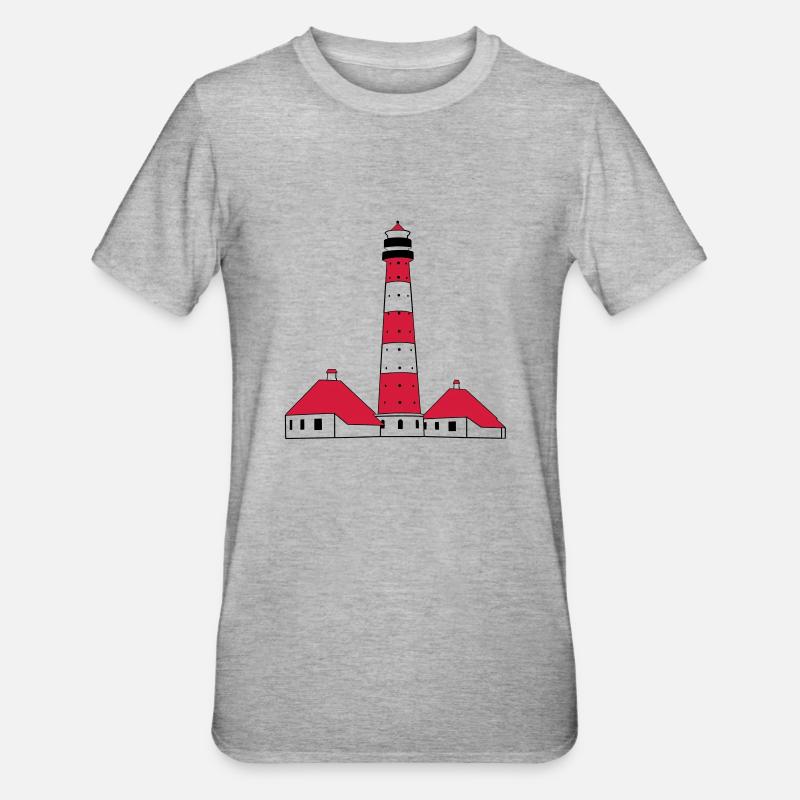 Westerhever Leuchtturm - Unisex Polycotton T-Shirt - Grau meliert