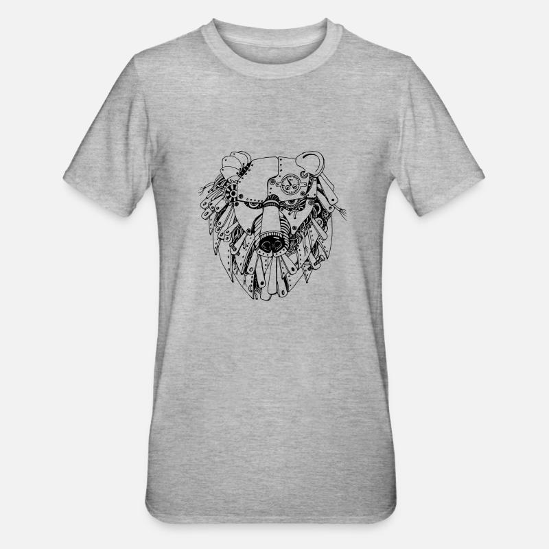steampank bear - Unisex Polycotton T-Shirt - Grau meliert