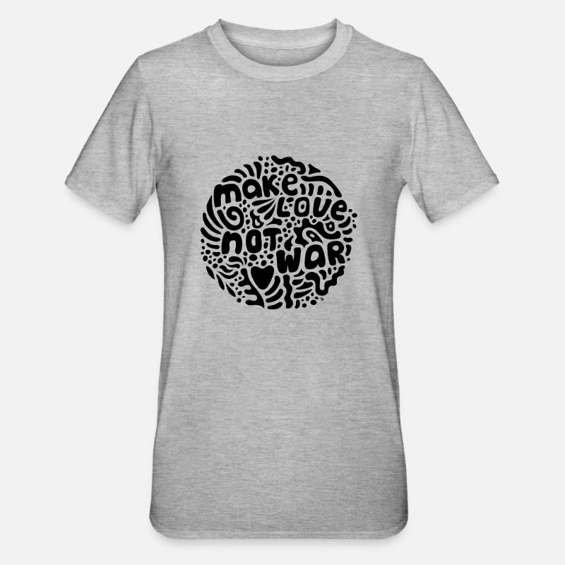 Make Love Not War (schwarz) - Unisex Polycotton T-Shirt - Grau meliert