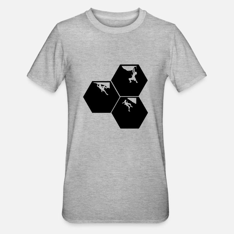 Bouldern Klettern Climbing - Unisex Polycotton T-Shirt - Grau meliert