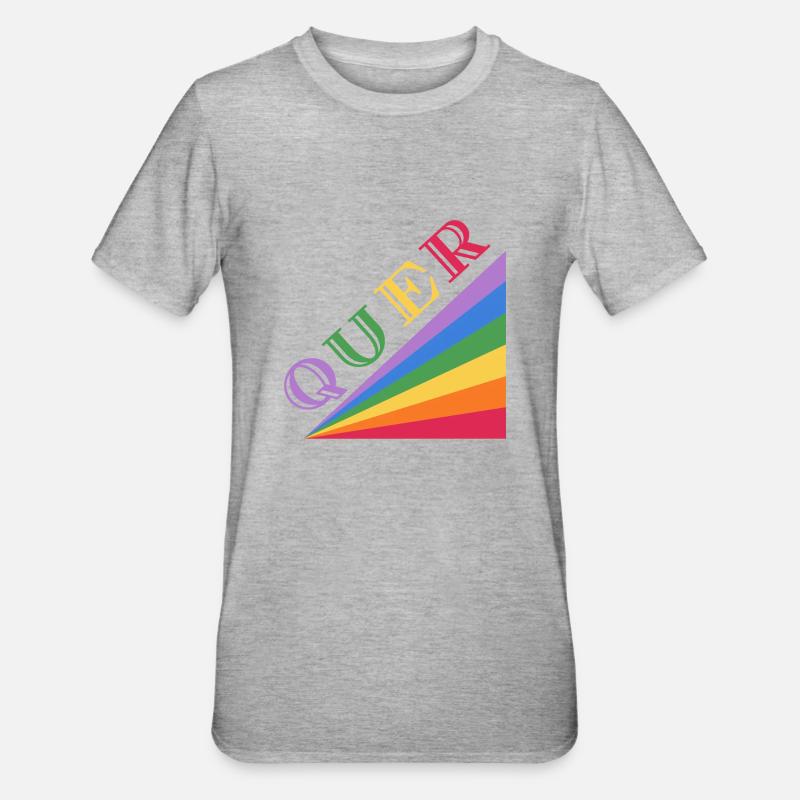 QUER Regenbogen - Unisex Polycotton T-Shirt - Grau meliert