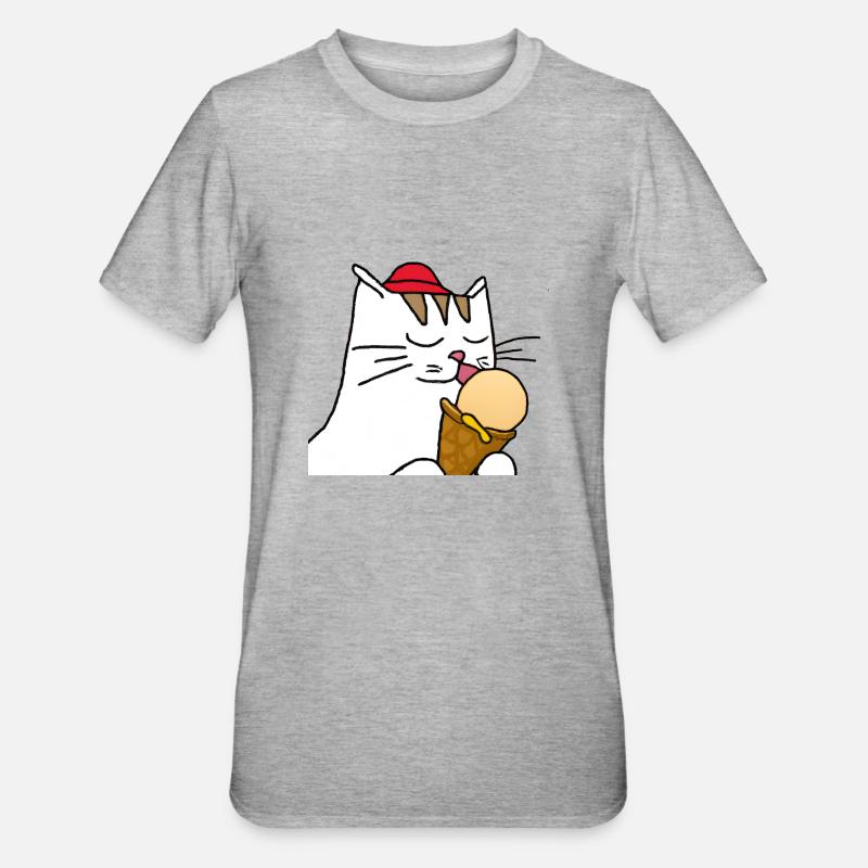 Katze mit Eis - Unisex Polycotton T-Shirt - Grau meliert
