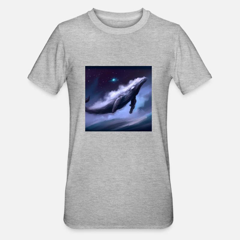 Wal schwebt am Himmel - Unisex Polycotton T-Shirt - Grau meliert