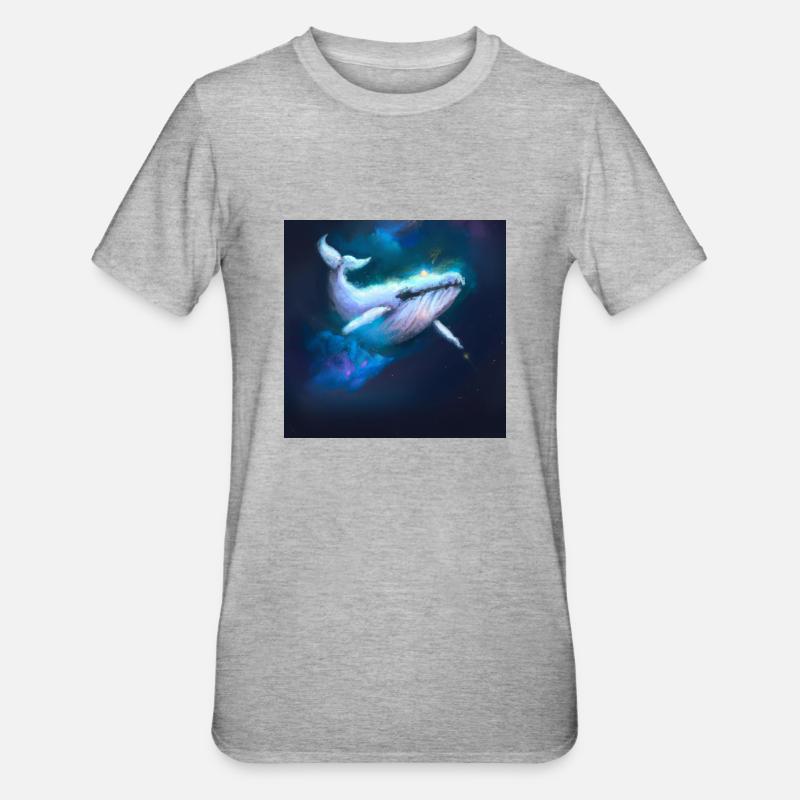 Baleine flottant dans l’espace - T-shirt polycoton Unisexe - gris chiné