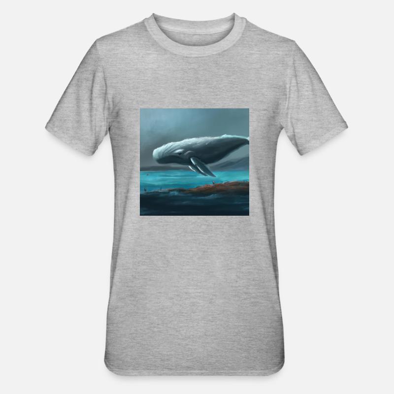 Wal schwebt am Himmel - Unisex Polycotton T-Shirt - Grau meliert