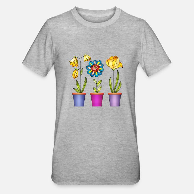 Blumen - Unisex Polycotton T-Shirt - Grau meliert