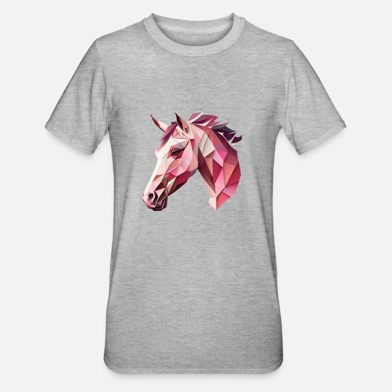 Ein eckiger rosa Pferdekop - Unisex Polycotton T-Shirt - Grau meliert