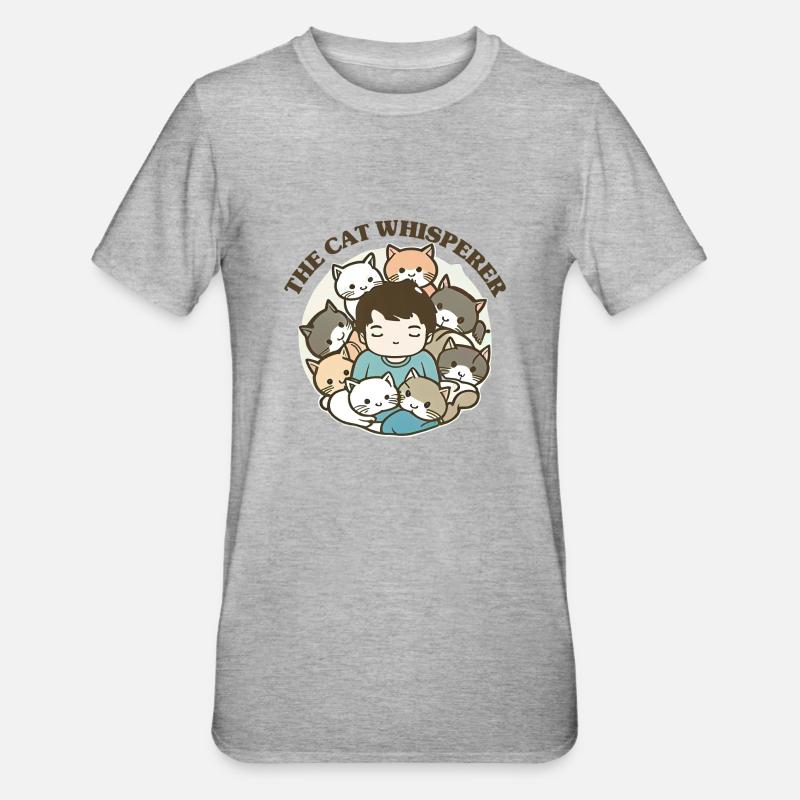 Le chuchoteur de chats - T-shirt polycoton Unisexe - gris chiné