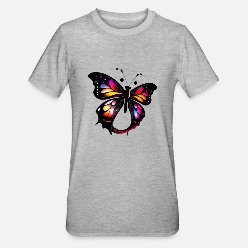 Schmetterling - Unisex Polycotton T-Shirt - Grau meliert