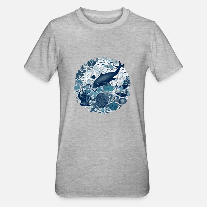 Wunder des Ozeans - Unisex Polycotton T-Shirt - Grau meliert