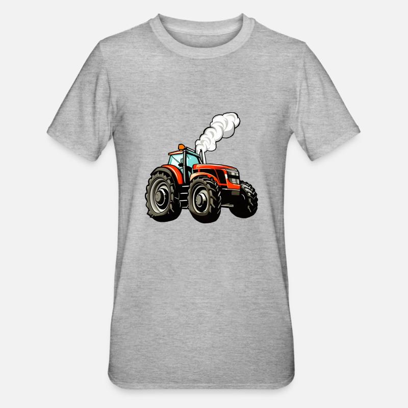Traktor starker Qualm - Unisex Polycotton T-Shirt - Grau meliert