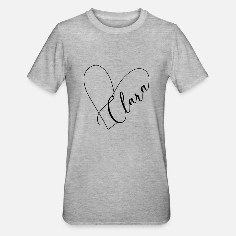 Clara Nom Ligne de coeur - T-shirt polycoton Unisexe - gris chiné
