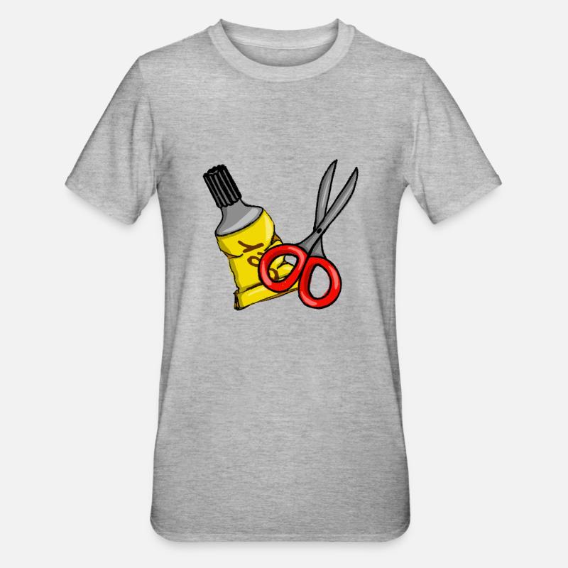Schere und Kleber - Unisex Polycotton T-Shirt - Grau meliert