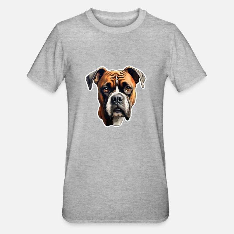 Boxer head - Unisex Polycotton T-Shirt - heather grey