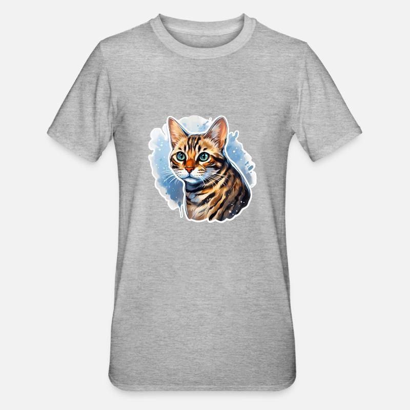 Chat Bengali - T-shirt polycoton Unisexe - gris chiné
