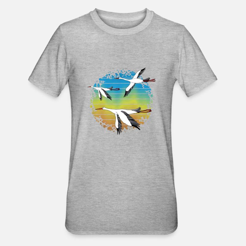 Cigognes - T-shirt polycoton Unisexe - gris chiné
