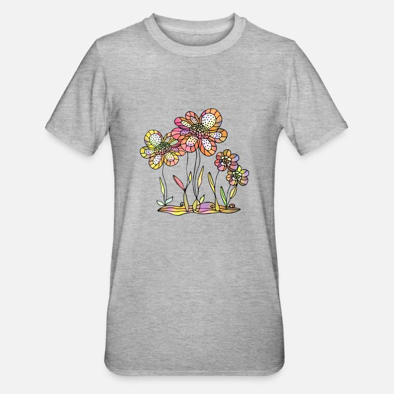 Fleur - T-shirt polycoton Unisexe - gris chiné