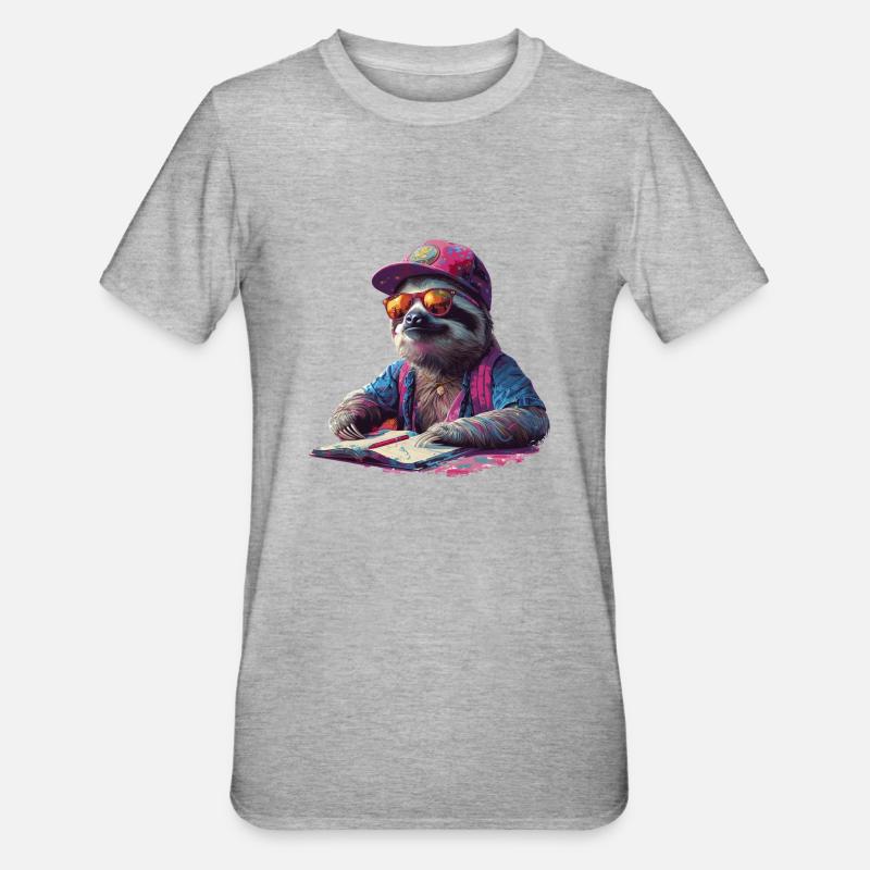 Sloth School Graduation Learning Exam - Unisex Polycotton T-Shirt - heather grey