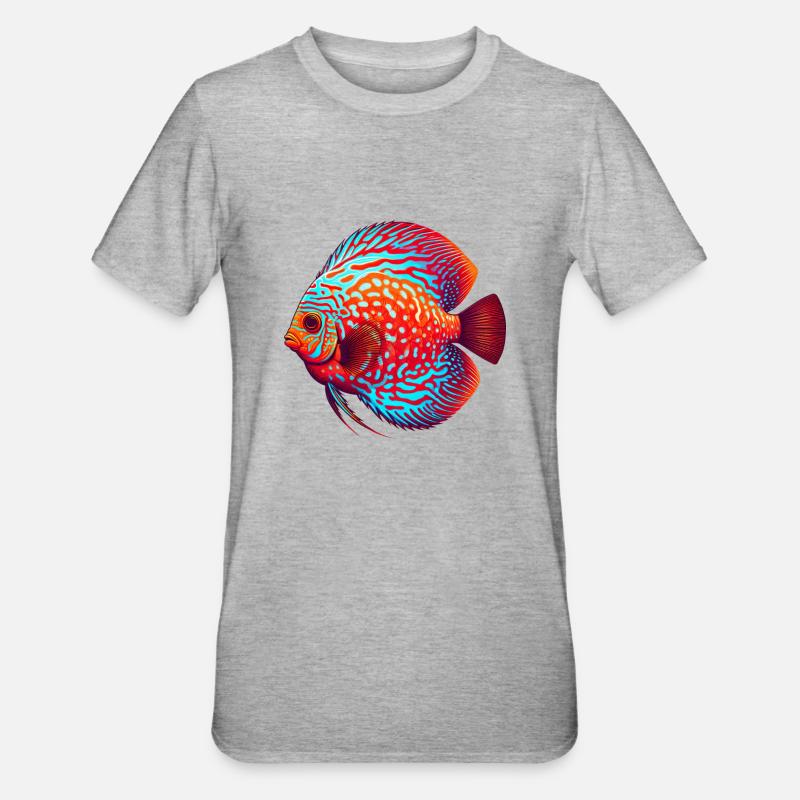 Diskusbuntbarsch rot - Unisex Polycotton T-Shirt - Grau meliert