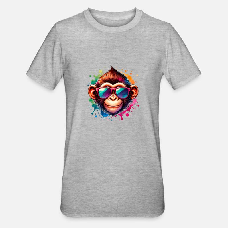 Singe cool - Singe funky - T-shirt polycoton Unisexe - gris chiné