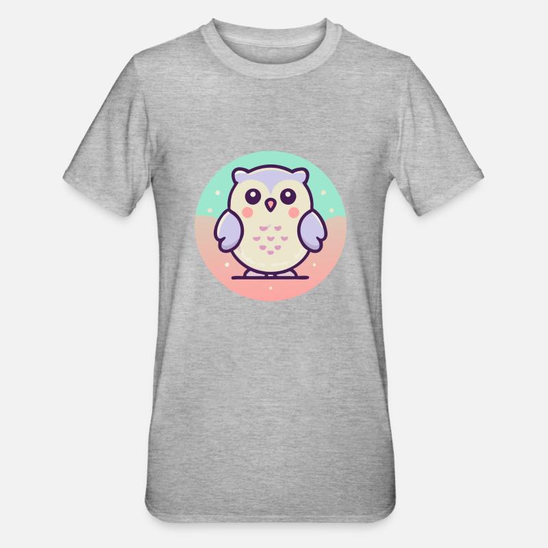 Eule - Unisex Polycotton T-Shirt - Grau meliert