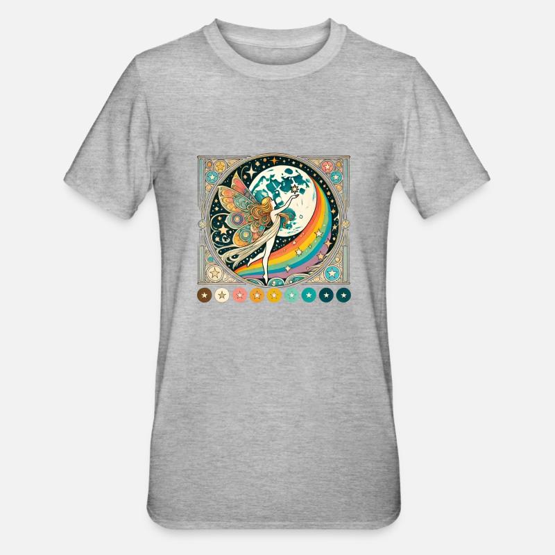 Fée arc-en-ciel rétro - T-shirt polycoton Unisexe - gris chiné