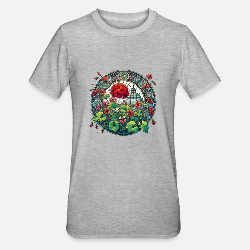 Géraniums - T-shirt polycoton Unisexe - gris chiné