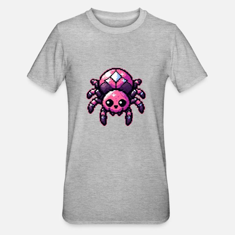 Mignon Pixel Spider - T-shirt polycoton Unisexe - gris chiné