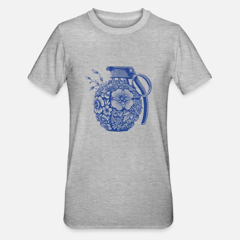 Blumen Granate - Unisex Polycotton T-Shirt - Grau meliert