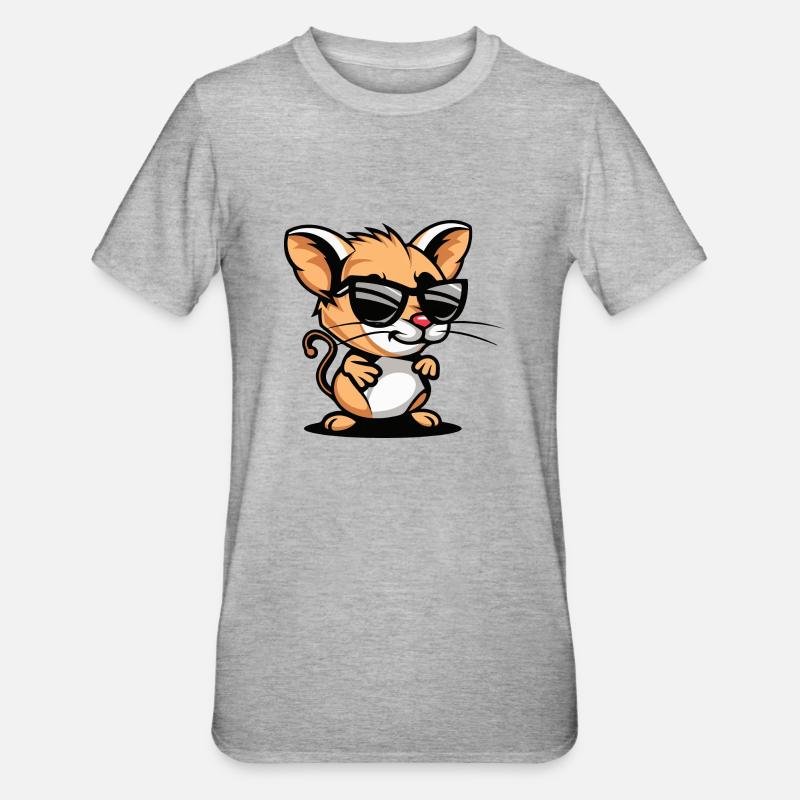 Maus Comic Cool - Unisex Polycotton T-Shirt - Grau meliert